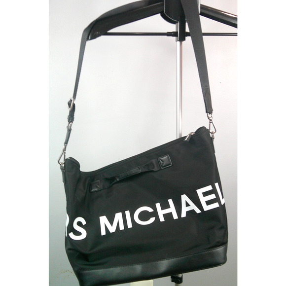 Michael Kors Sport Large Black Convertible Duffle Messenger Crossbody w/Logo - Picture 9 of 10